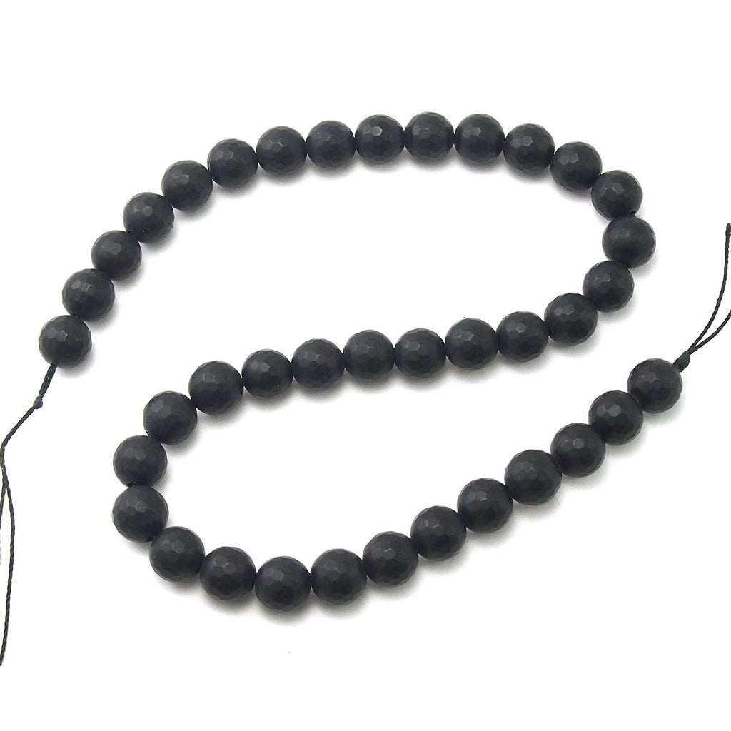 Onyx Black Matte Faceted Rounds 10mm Strand