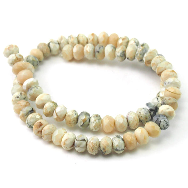African Opal White Faceted Rondelles 8mm Strand
