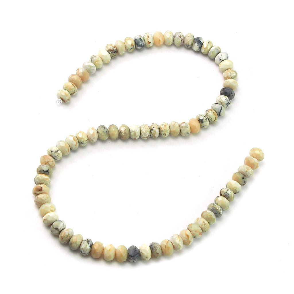 African Opal White Faceted Rondelles 8mm Strand