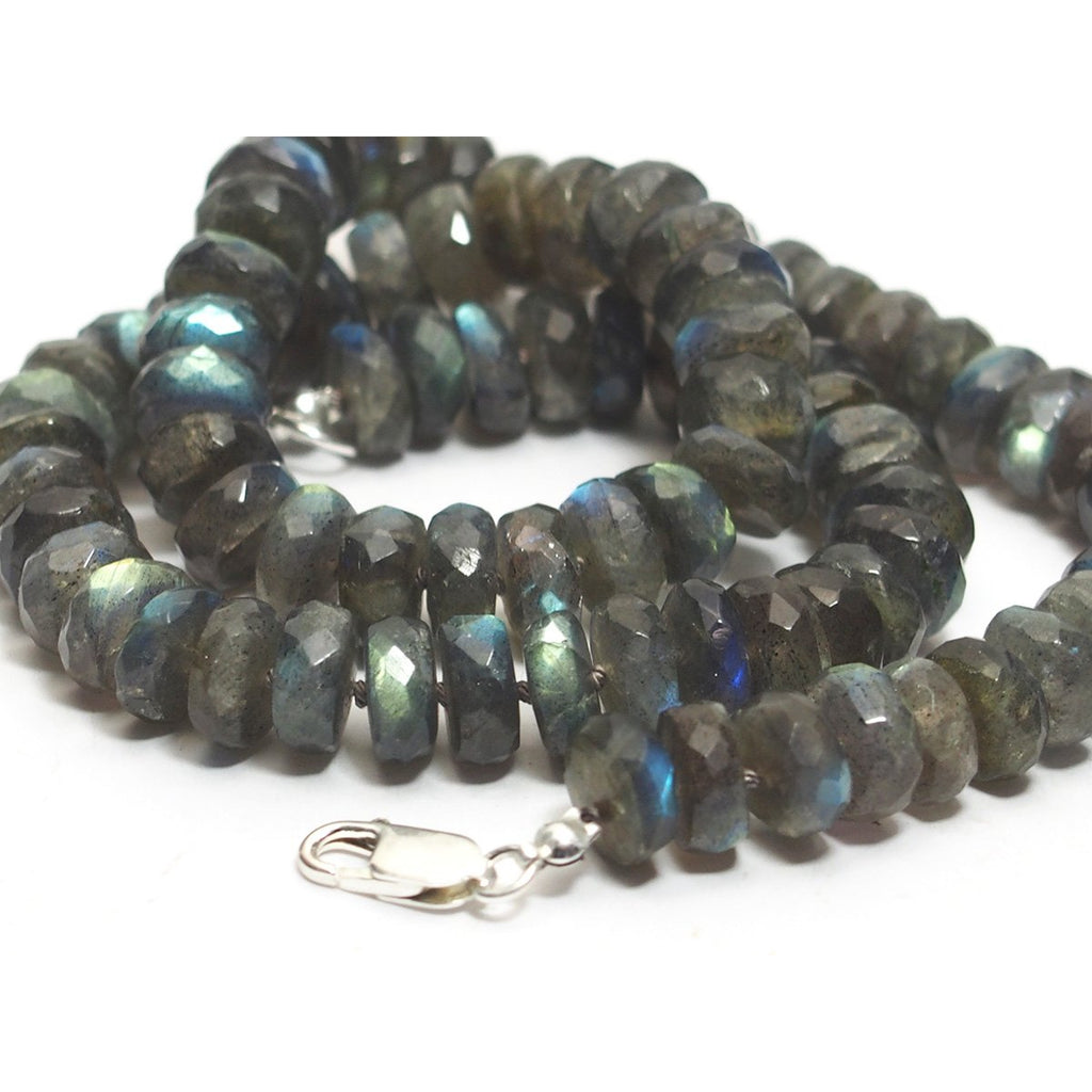 Labradorite Knotted Necklace with Sterling Silver Lobster Claw Clasp