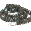 Labradorite Knotted Necklace with Sterling Silver Lobster Claw Clasp