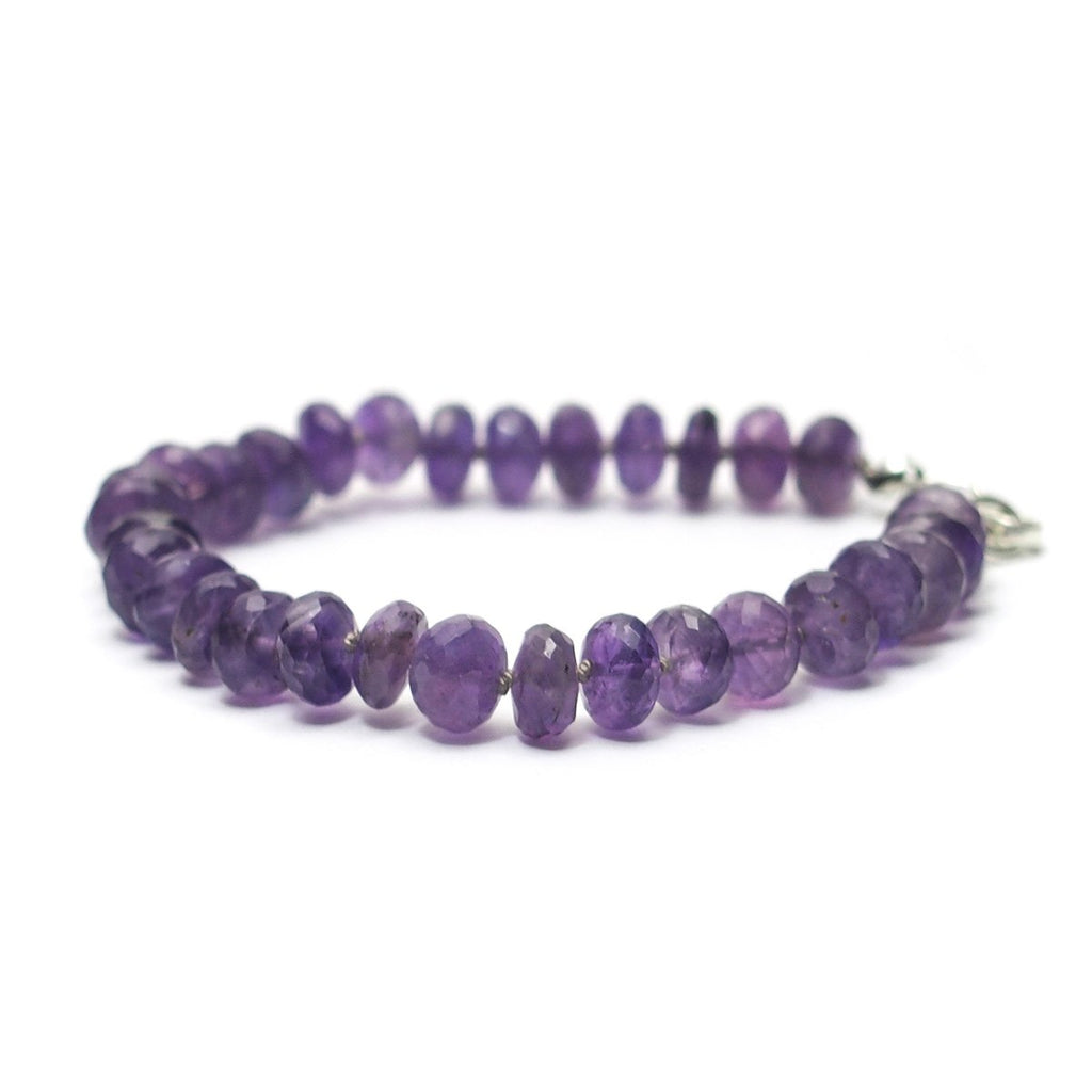 Amethyst Knotted Bracelet with Sterling Silver Lobster Claw Clasp