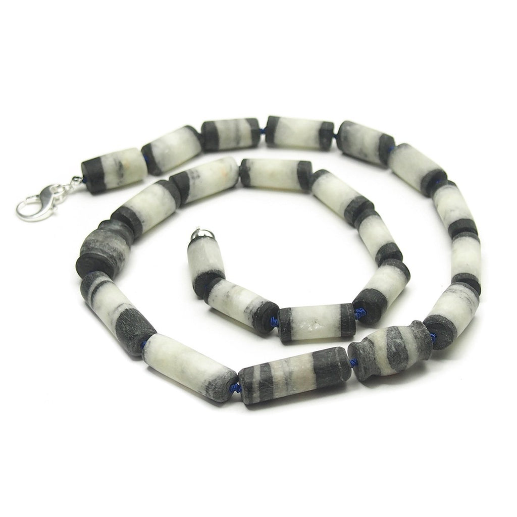 Natural Marble Dzi Style Bead Necklace, G