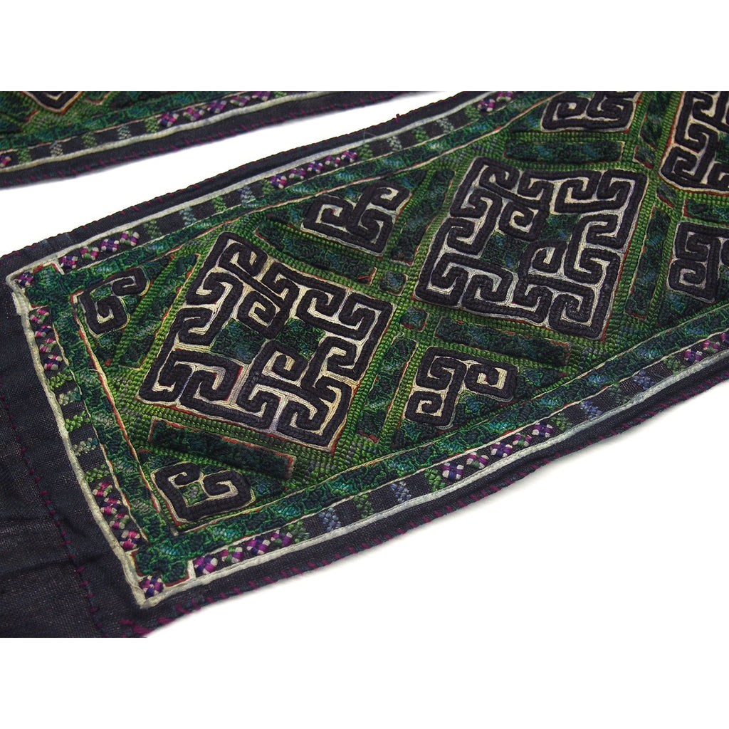 Vintage Hmong Cotton Hand-Embroidered Indigo Belt