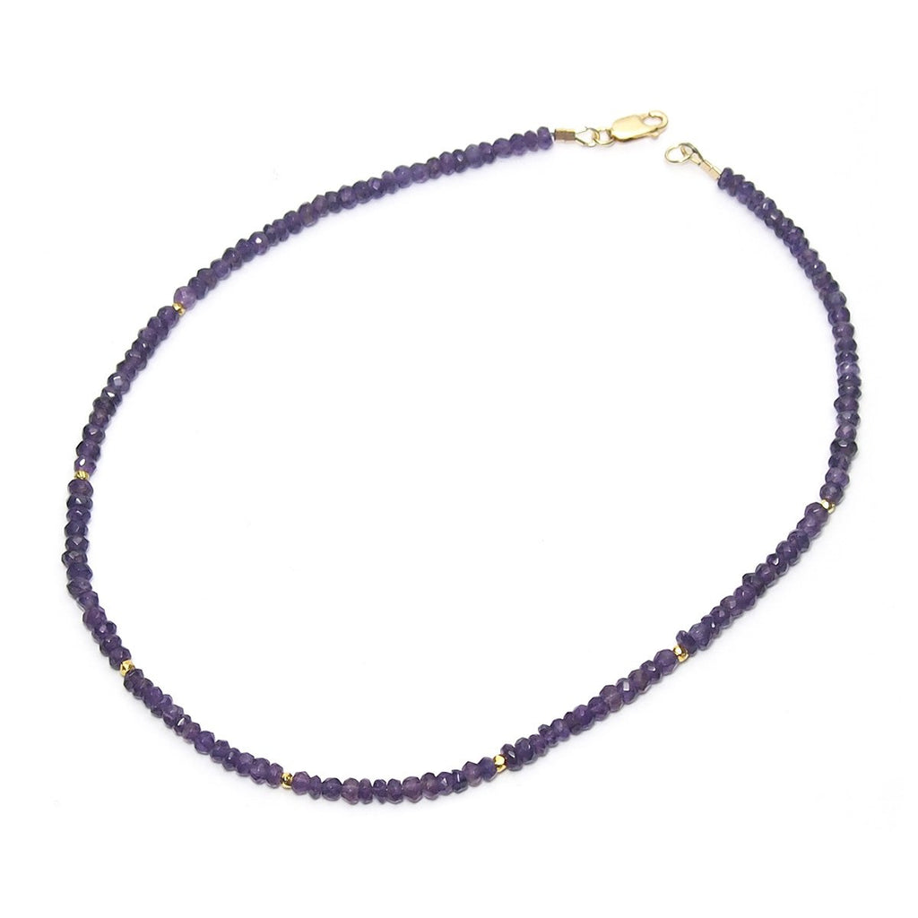 Amethyst Faceted Rondelle Choker Faceted with Gold Filled Lobster Claw Clasp