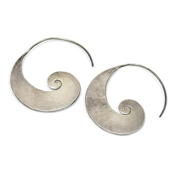 Sterling Silver Elegant Spiral Hilltribe Earrings, Medium