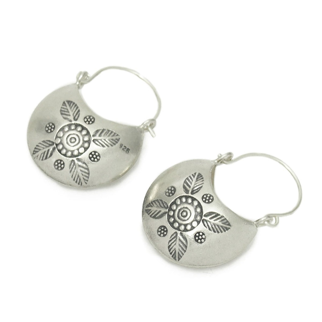 Sterling Silver Floral Cup Hilltribe Earrings