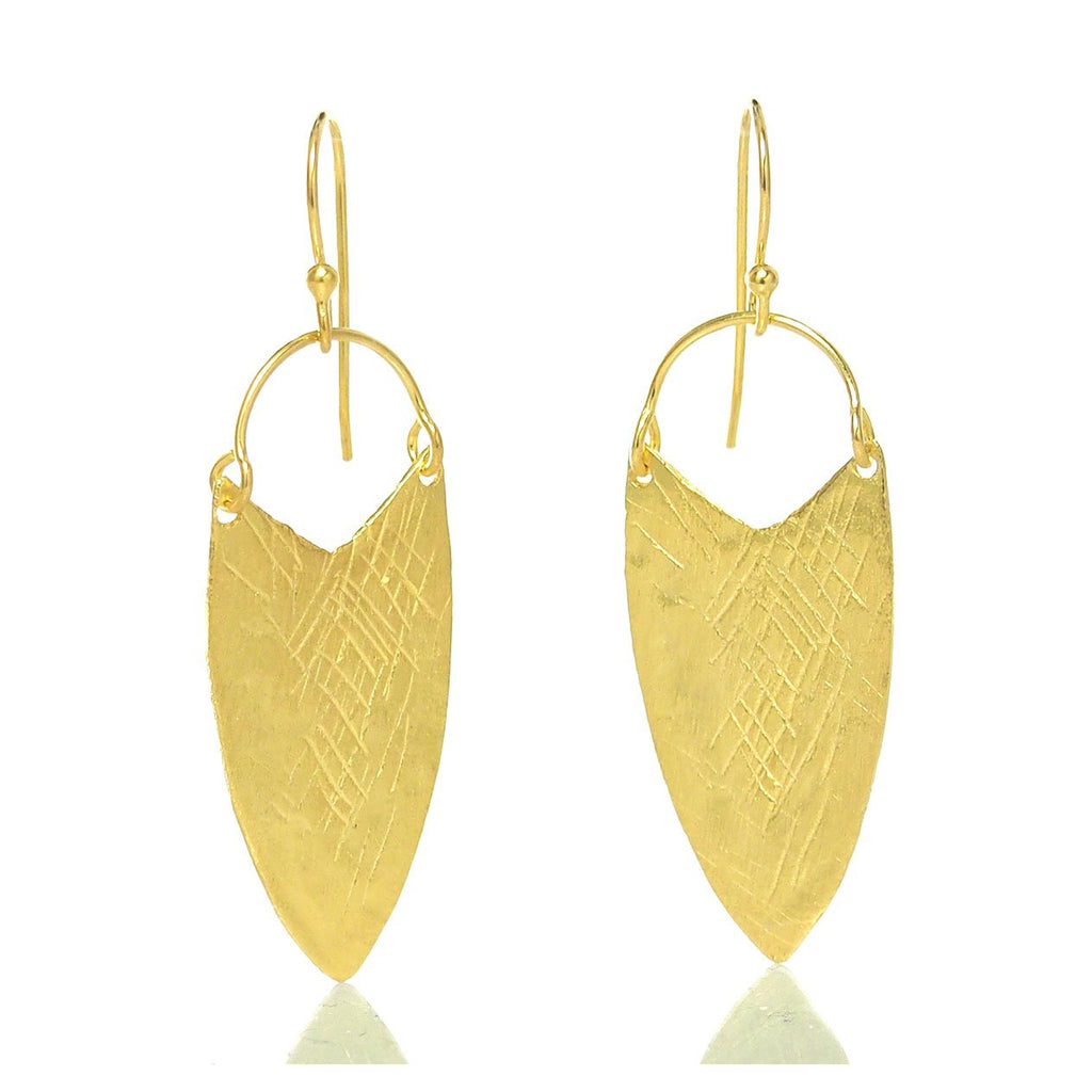 Gold Vermeil over Sterling Silver Brushed/Etched Earrings