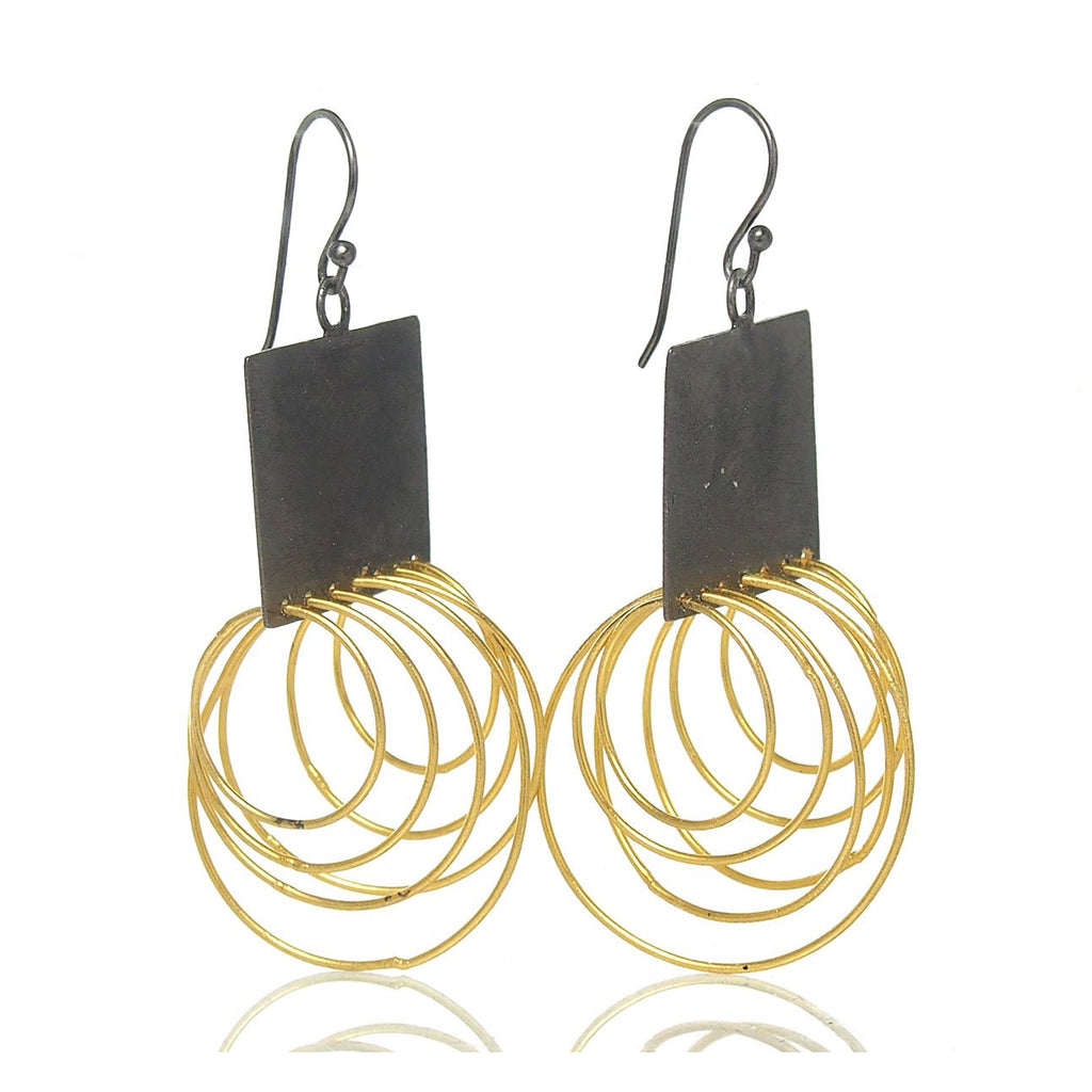 Gold Plated/Sterling Silver Curly Square Earrings
