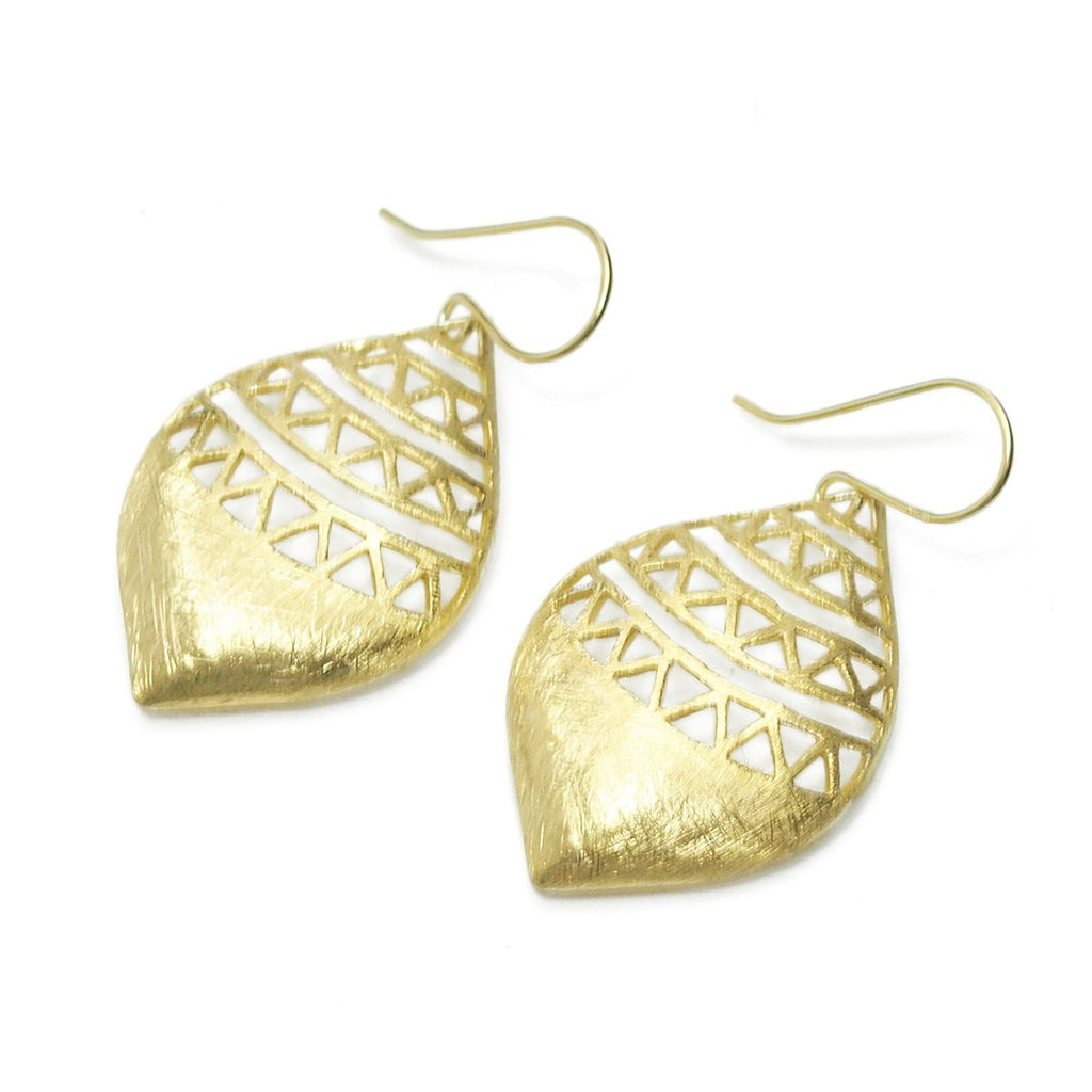 Gold Vermeil over Sterling Silver Brushed Cutout Earrings