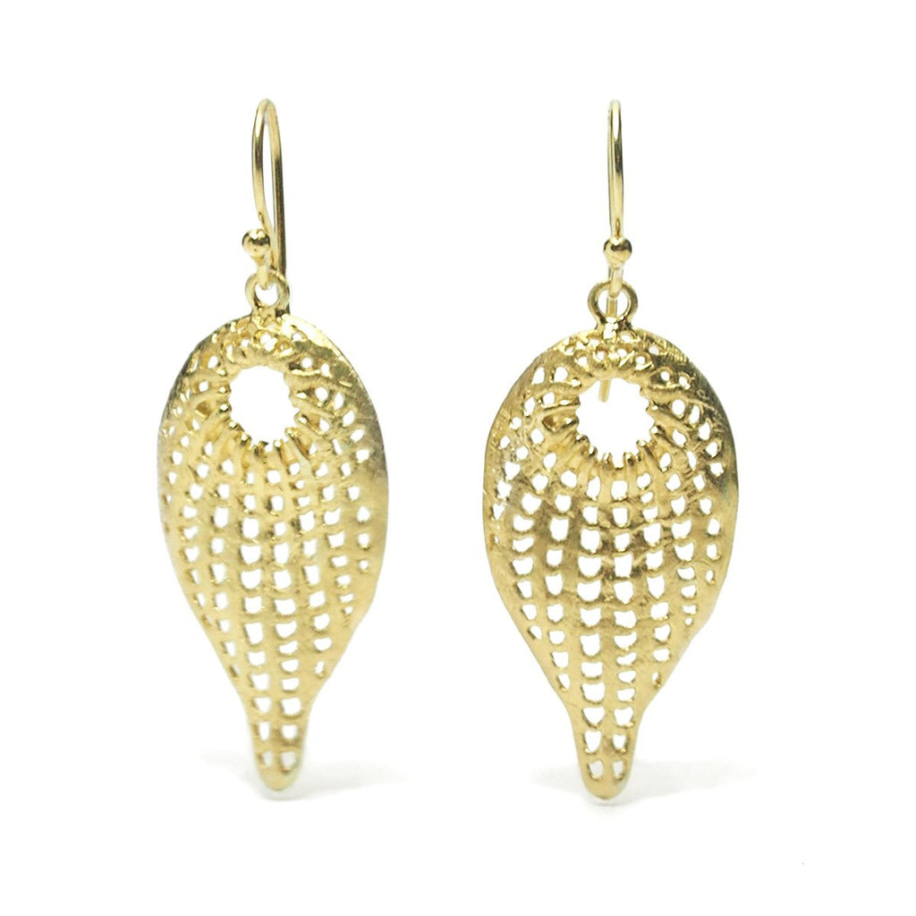Gold Vermeil over Sterling Silver Cutout Leaf Earrings