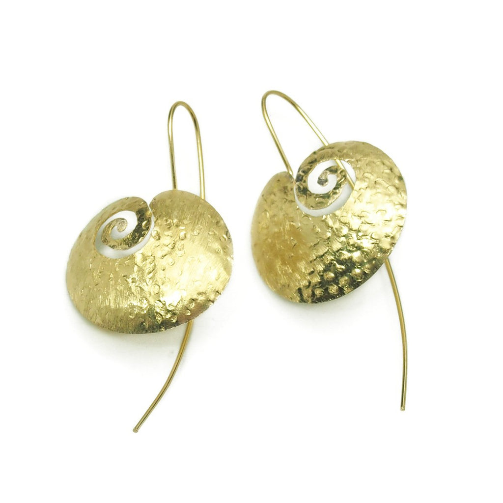 Gold Vermeil over Sterling Silver Hand Hammered Magatama Earrings