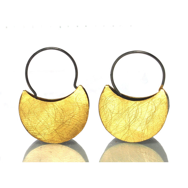 Gold Vermeil over Sterling Silver Double Half Moon Earrings