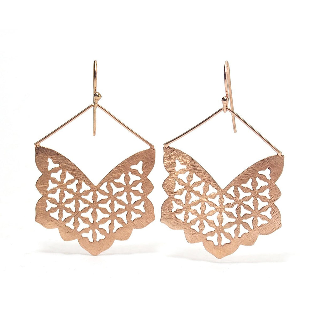 Rose Gold (18K) Brushed Snowflake Cutout Earrings
