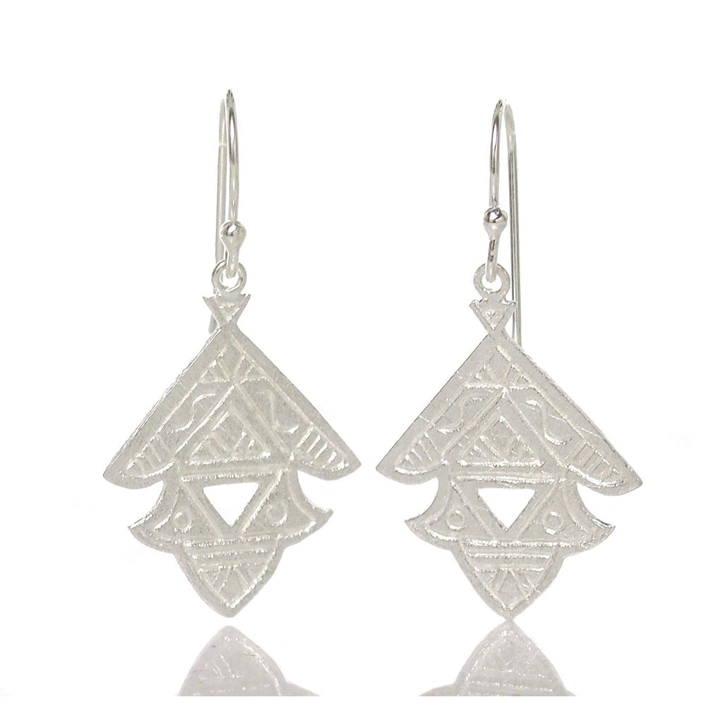 Sterling Silver Brushed Tuareg Style Earrings