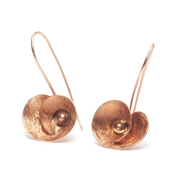 Rose Gold (18K) Brushed Flower Earrings