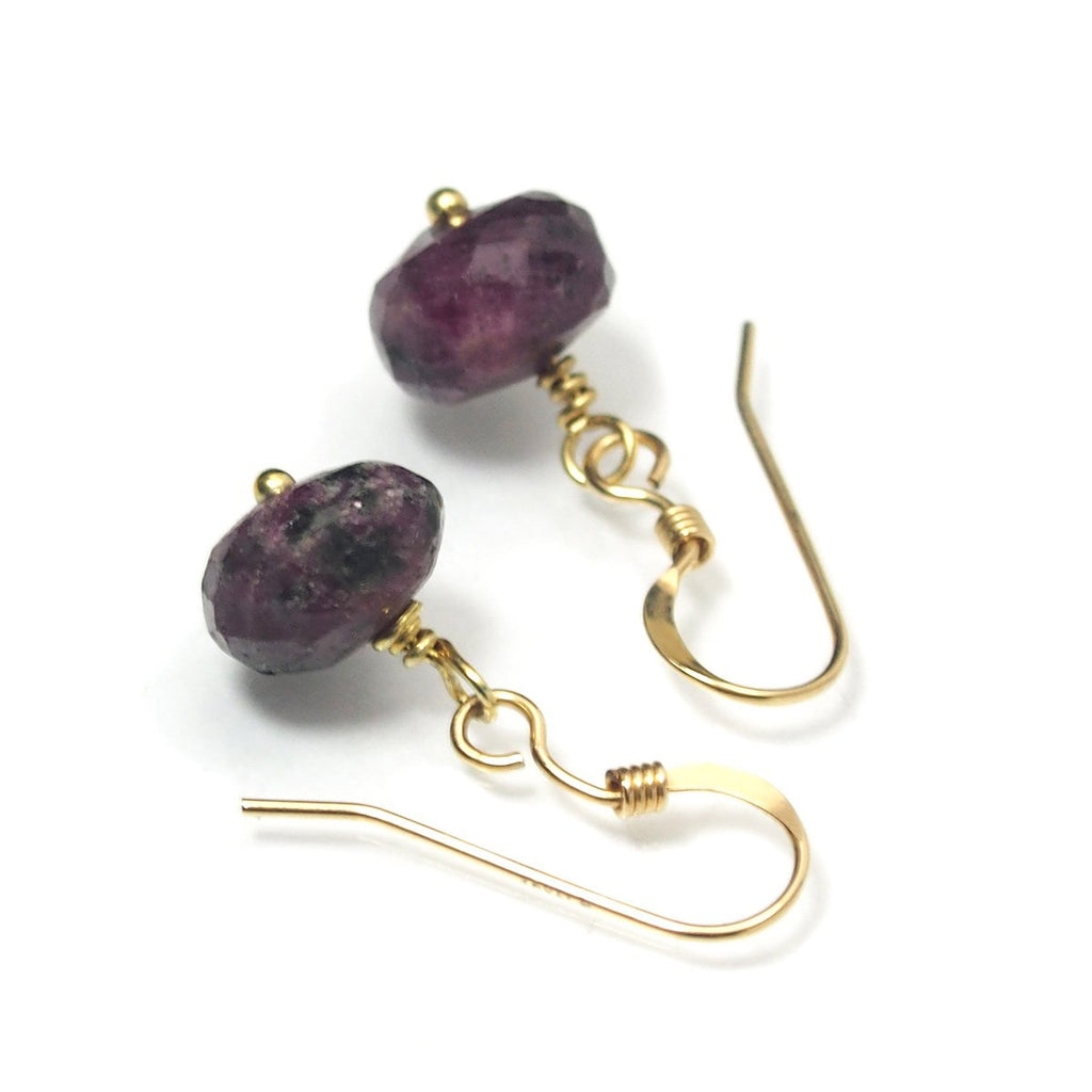 Ruby Zoisite Earrings with Gold Filled Ear Wire