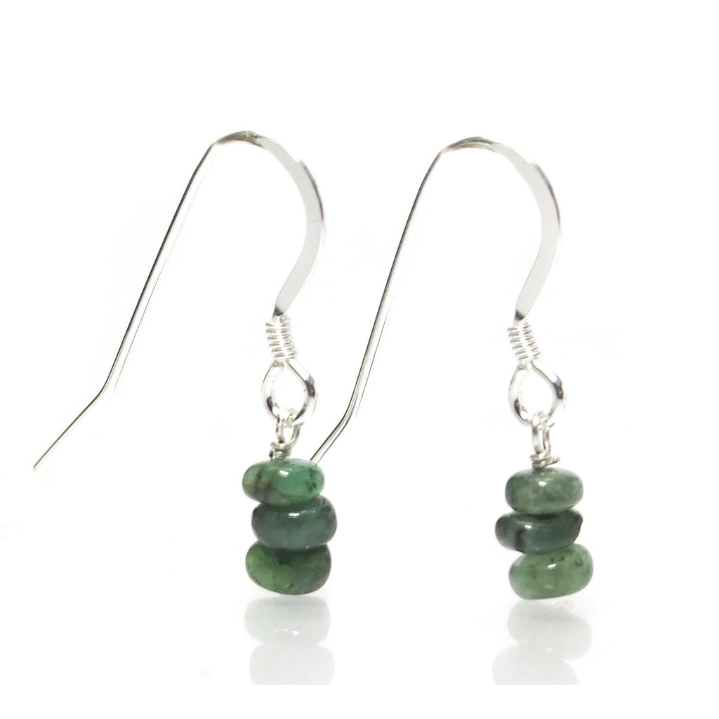 Emerald Earrings with Sterling Silver French Ear Wires