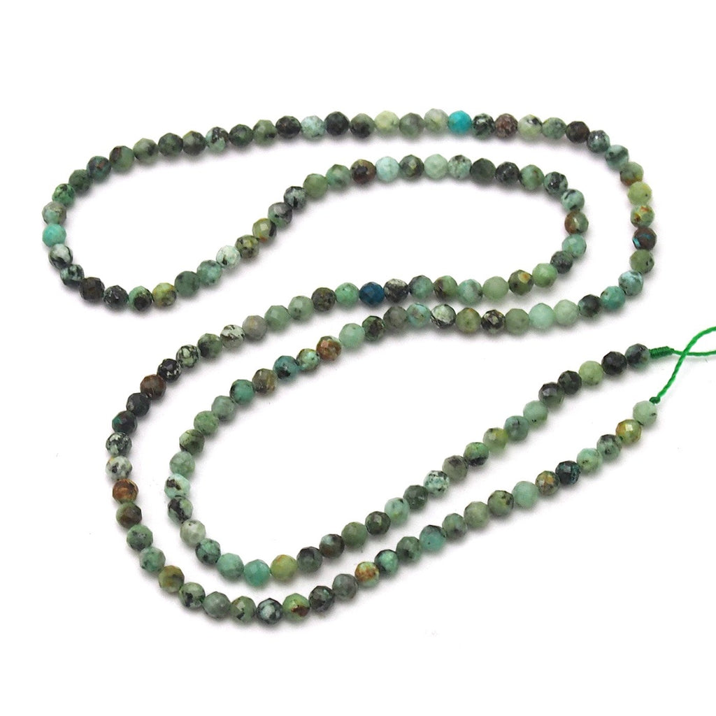 African Turquoise Faceted Rounds 2mm Strand