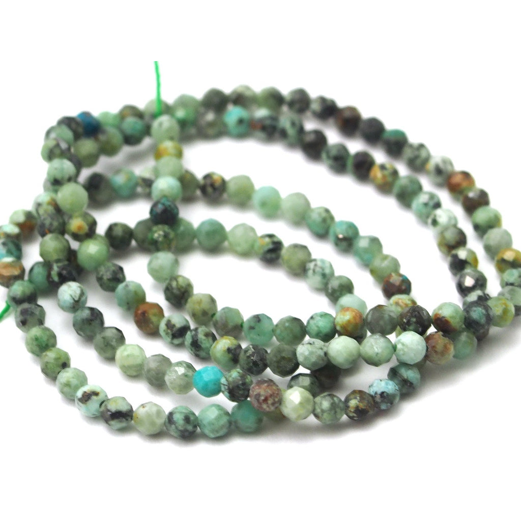 African Turquoise Faceted Rounds 2mm Strand