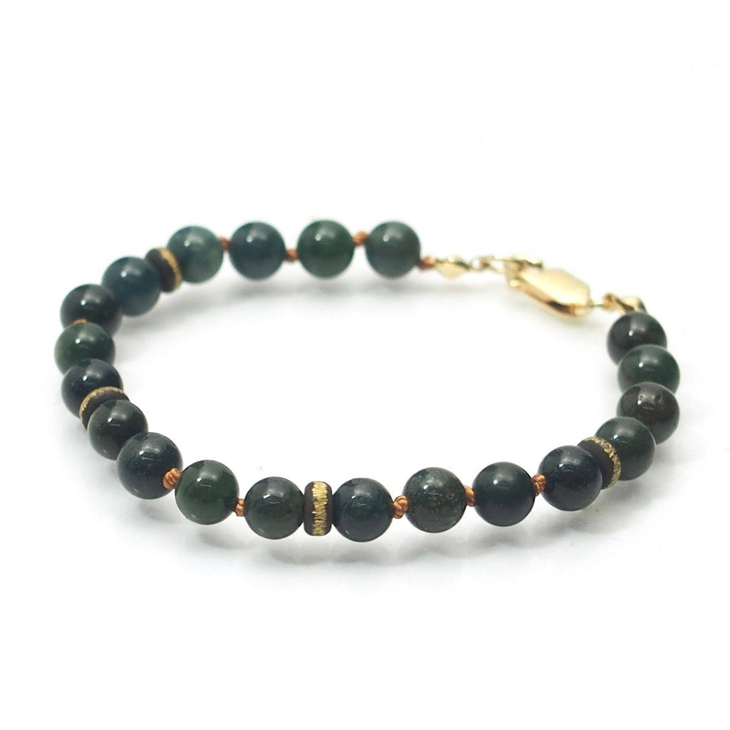 Bloodstone Smooth Rounds Bracelet with Gold Filled Lobster Claw Clasp