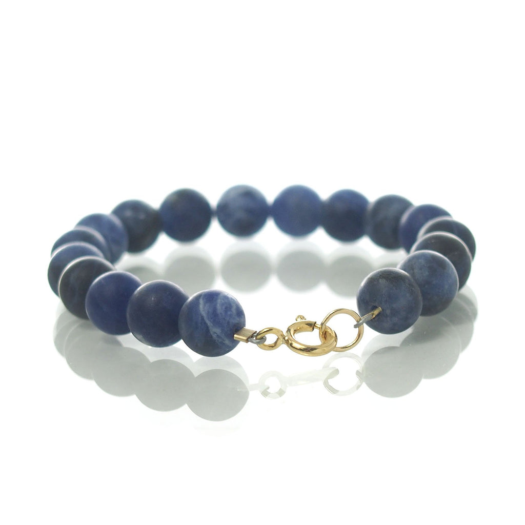 Sodalite Matte 8mm Smooth Round Bracelet with Gold Filled Spring Ring Clasp