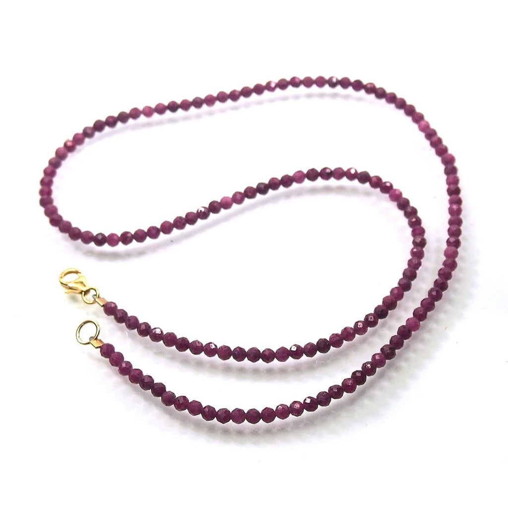 Ruby 3mm Faceted Round Necklace with Gold Filled Trigger Clasp