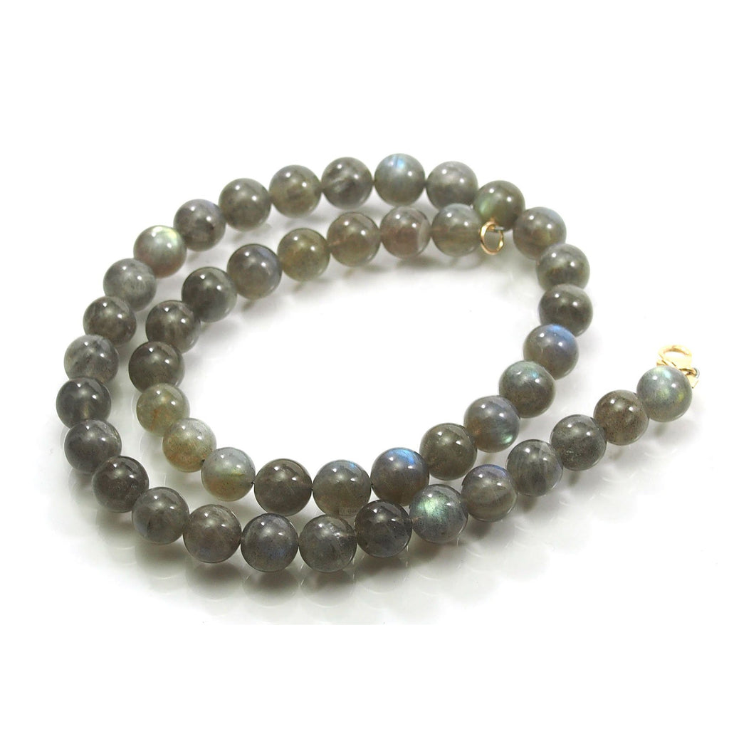 Labradorite 10mm Smooth Round Necklace with Gold Filled Trigger Clasp