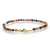 Multi Colored Tourmaline 4mm Faceted Round Bracelet with Gold Filled Trigger Clasp