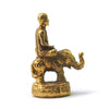 Monk Atop Elephant Brass Statue