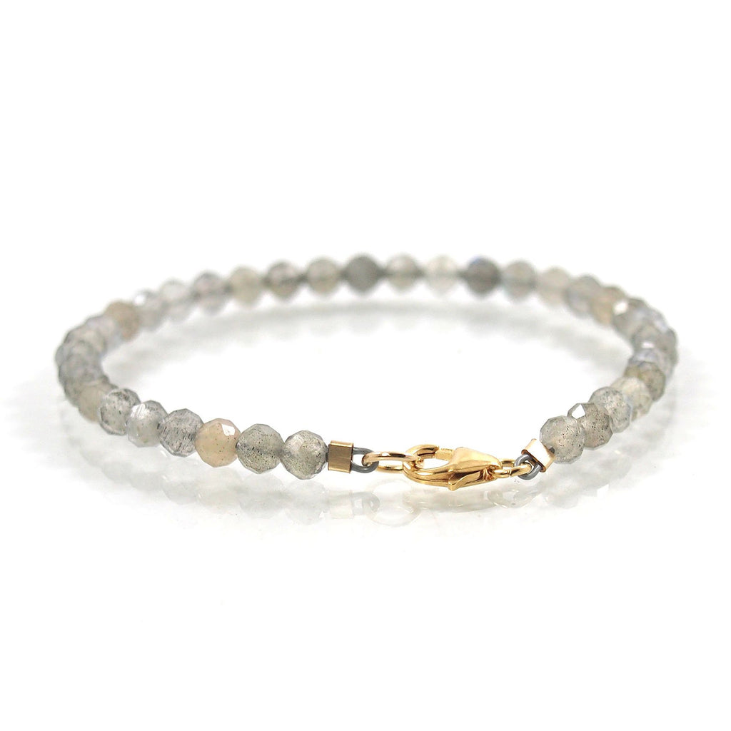 Labradorite 4mm Faceted Round Bracelet with Gold Filled Trigger Clasp