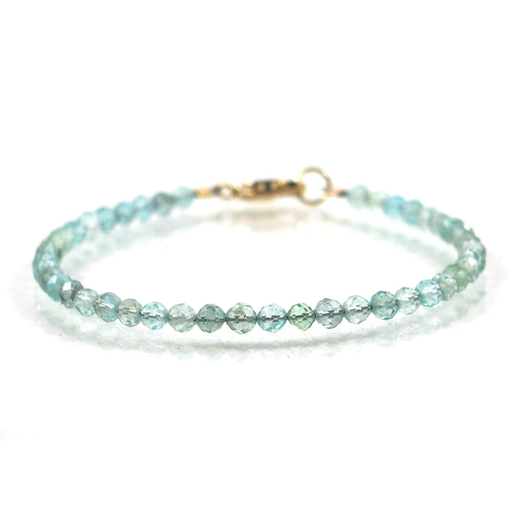 Swiss Blue Topaz 3.5mm Faceted Round Bracelet with Gold Filled Trigger Clasp
