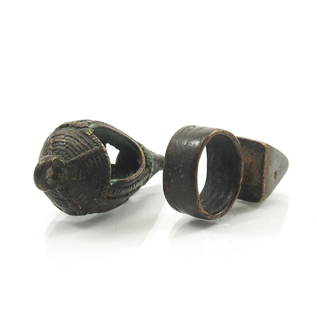 19th Century Côte d'Ivoire Bronzes 2 Piece Lot; Senufo Pendant and Lobi Ring/ Pendant Lot