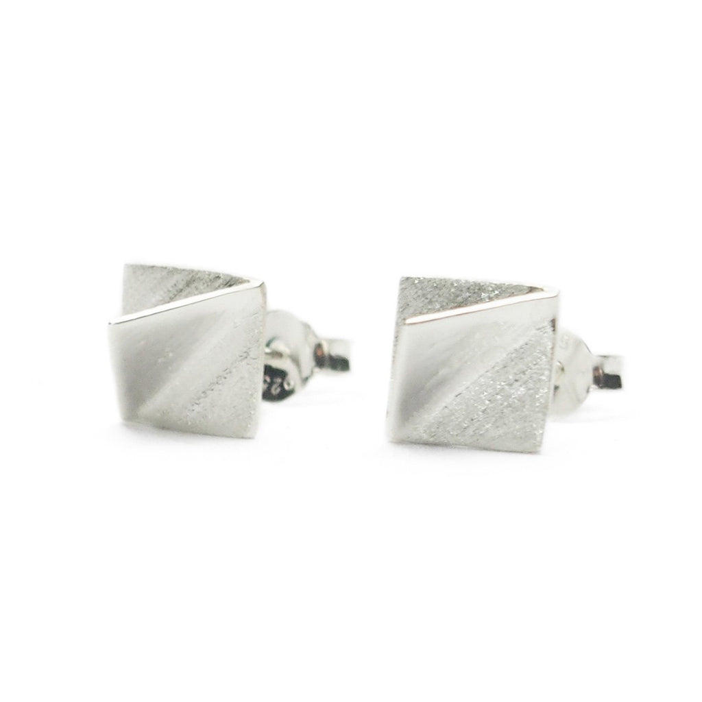 Sterling Silver Brushed Triangle Post Earrings