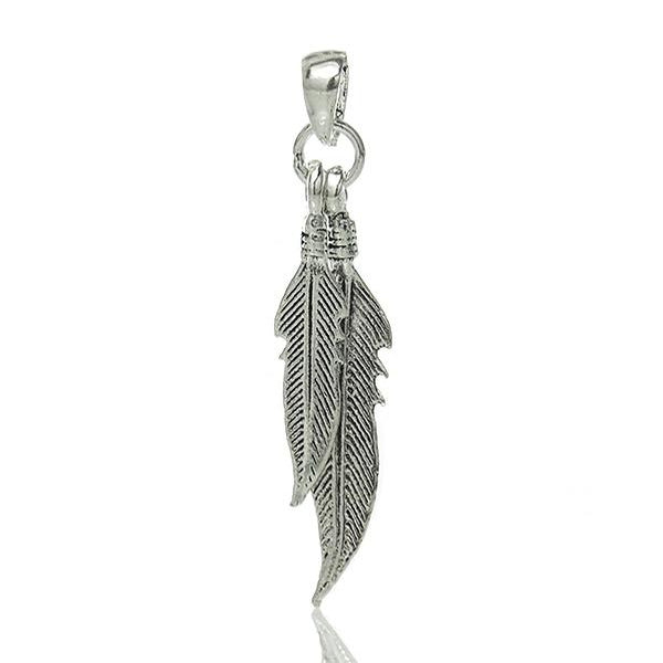 Sterling Silver Double Feather Pendant
