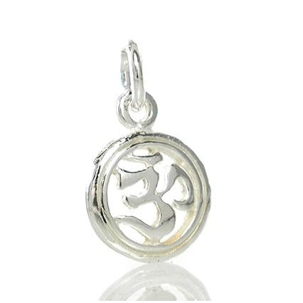 Sterling Silver Tiny Ohm in Circle Pendant