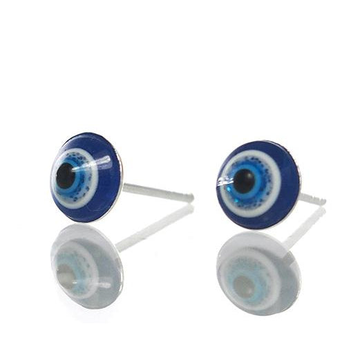 Sterling Silver Tiny Blue Eye Stud Earrings