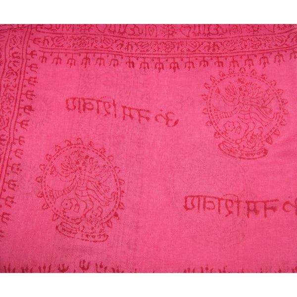 Dancing Shiva Printed Cotton Scarf, Dark Pink