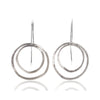 Sterling Silver Brushed Double Circle Earrings