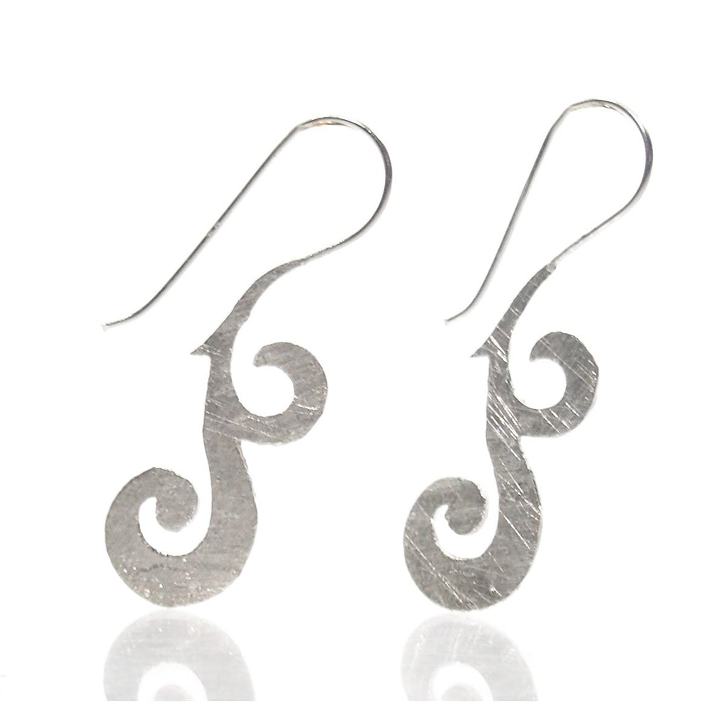 Sterling Silver Brushed Tribal Swirl Earrings
