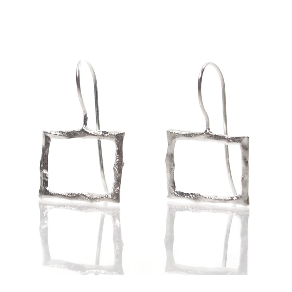 Sterling Silver Brushed Square Earrings