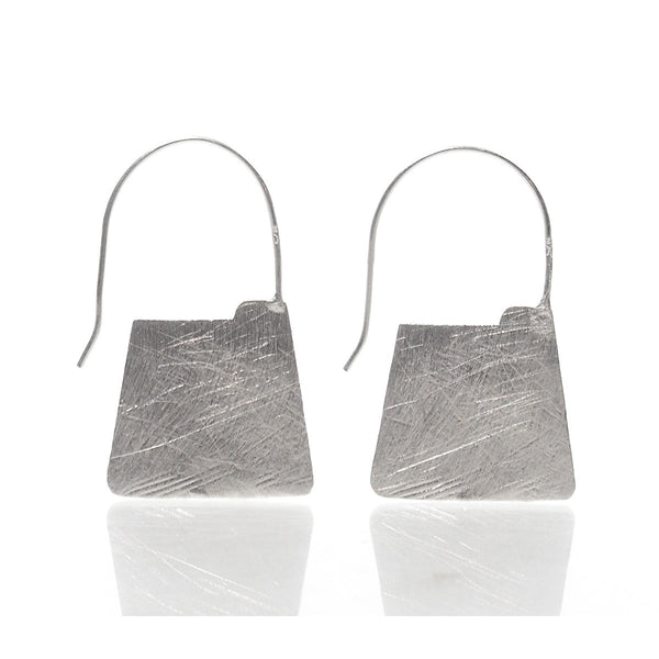 Sterling Silver Brushed Flat Purse Earrings