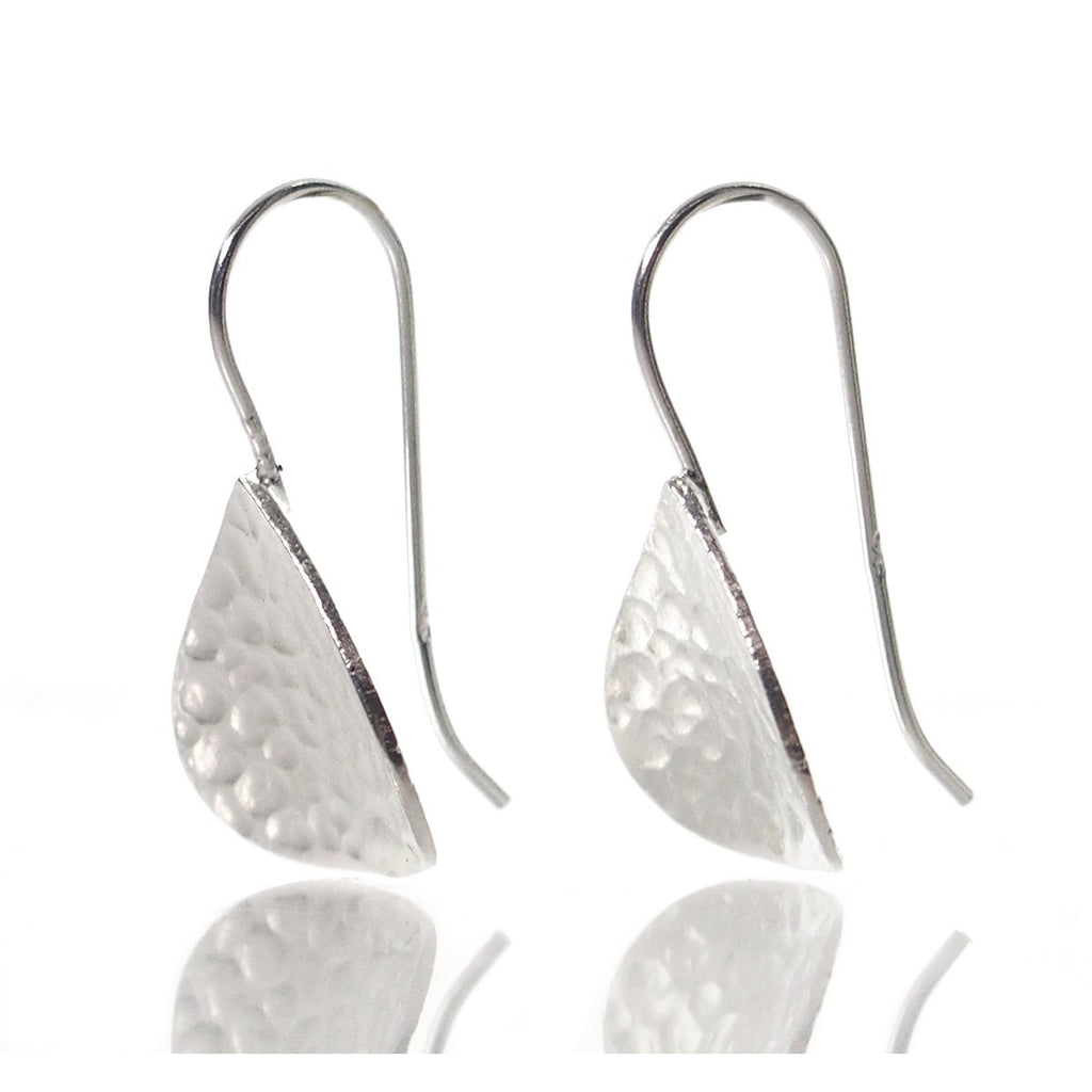 Sterling Silver Hammered Flat Teardrop Earrings