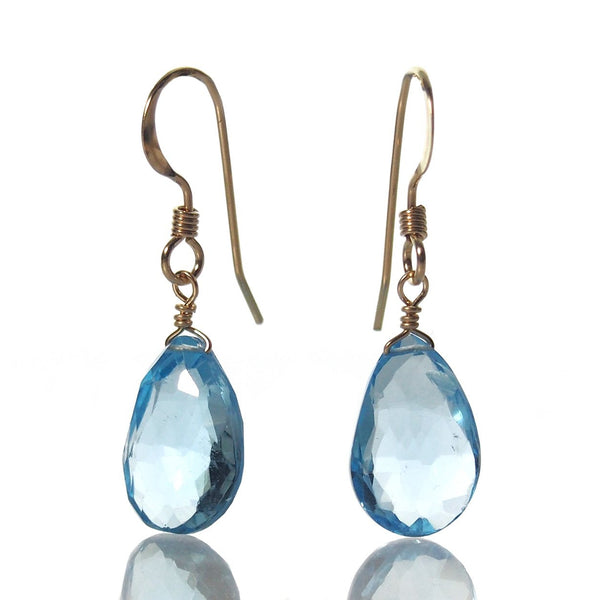Swiss Blue Topaz Earrings with Gold Filled French Earwires