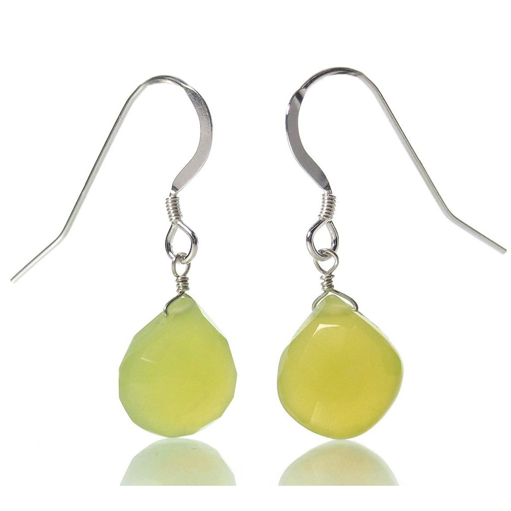 Green Apple Chalcedony Earrings with Sterling Silver French Earwires