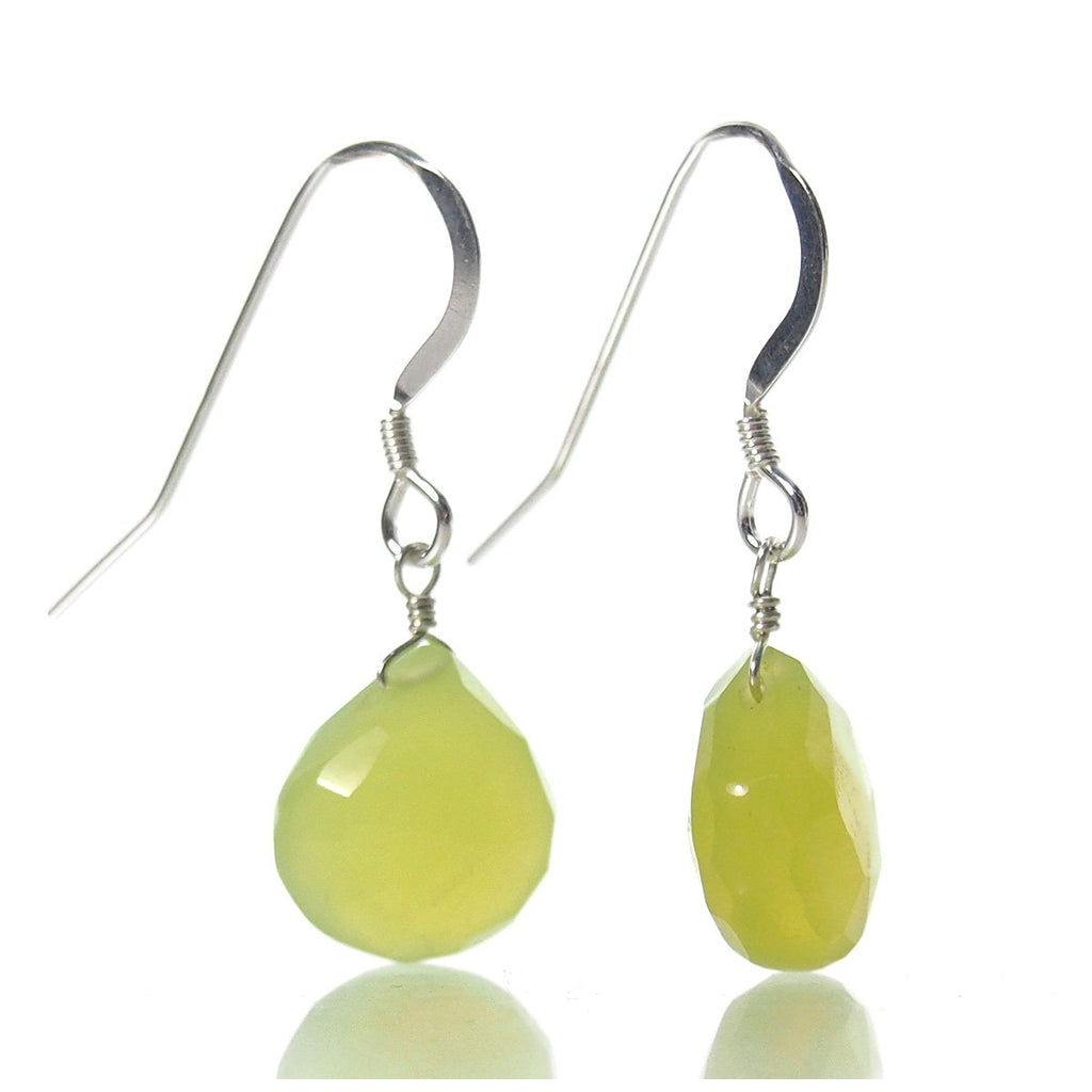 Green Apple Chalcedony Earrings with Sterling Silver French Earwires
