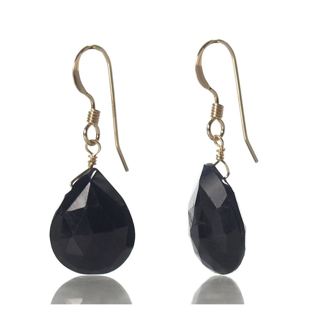 Black Spinel Earrings with Gold Filled French Earwires