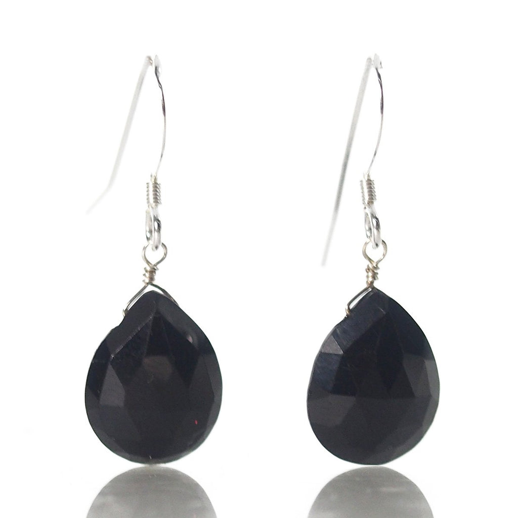 Black Spinel Earrings with Sterling Silver French Earwires