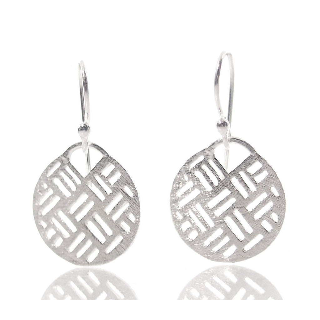 Sterling Silver Brushed Circle Cutout Earrings