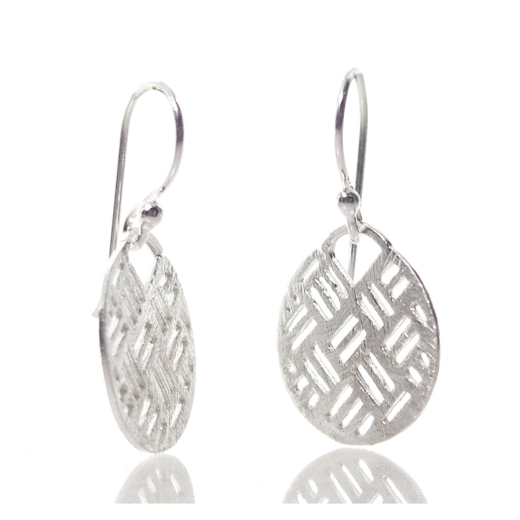 Sterling Silver Brushed Circle Cutout Earrings